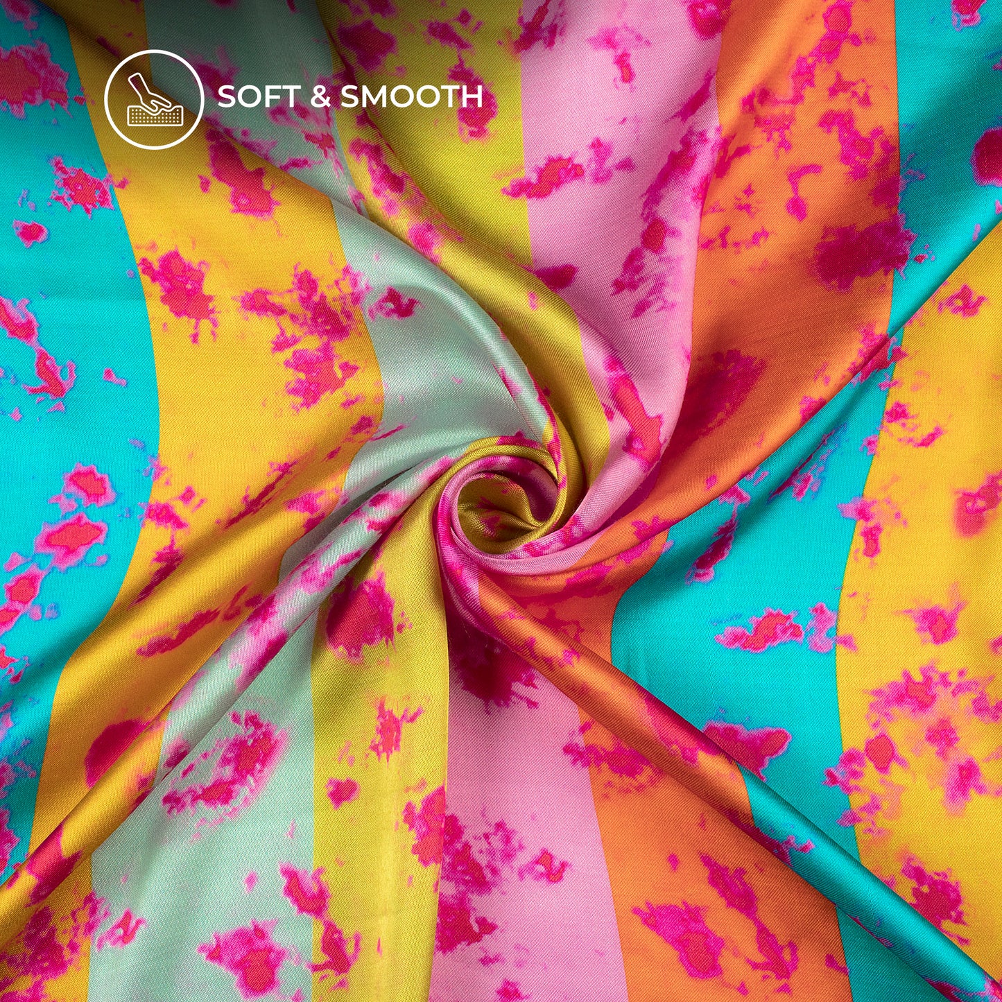 Multi-Color Stripes Tie And Dye Digital Print Viscose Gaji Silk Fabric