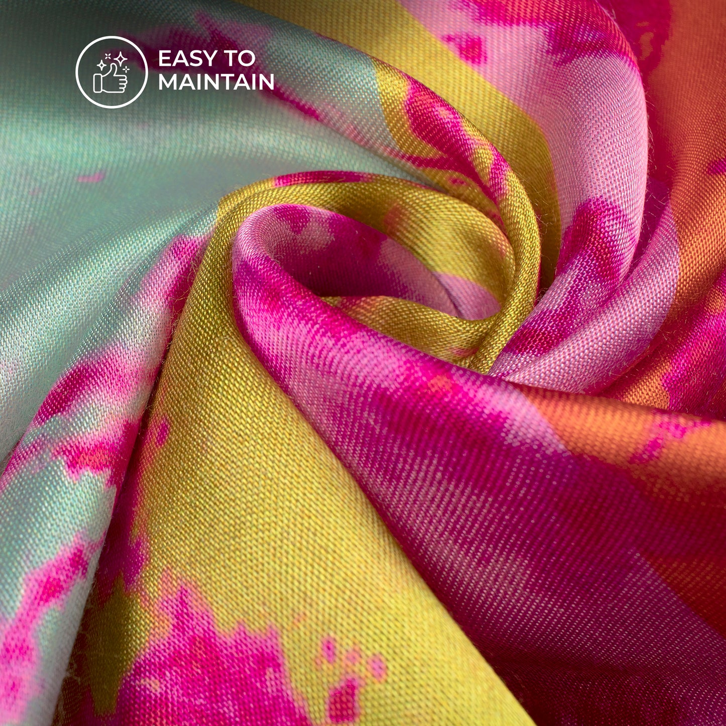 Multi-Color Stripes Tie And Dye Digital Print Viscose Gaji Silk Fabric
