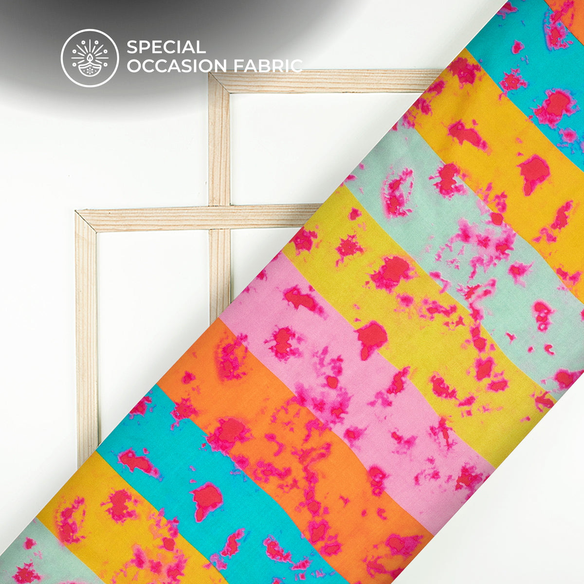 Multi-Color Stripes Tie And Dye Digital Print Viscose Gaji Silk Fabric