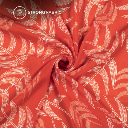 Scarlet Red Leaf Digital Print Viscose Natural Crepe Fabric
