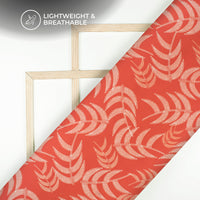 Scarlet Red Leaf Digital Print Viscose Natural Crepe Fabric