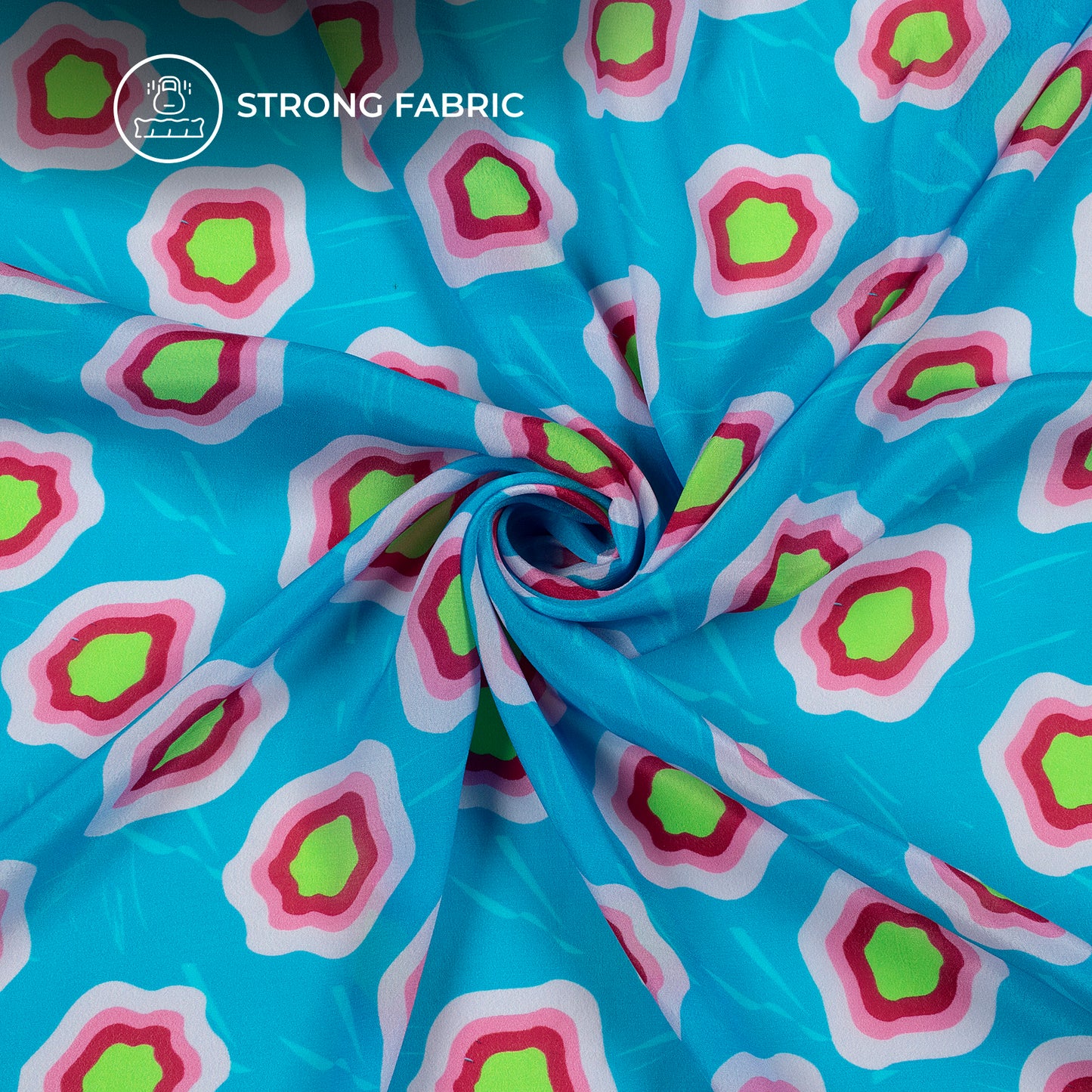 Bright Bule Abstract,Floral Digital Print Viscose Natural Crepe Fabric