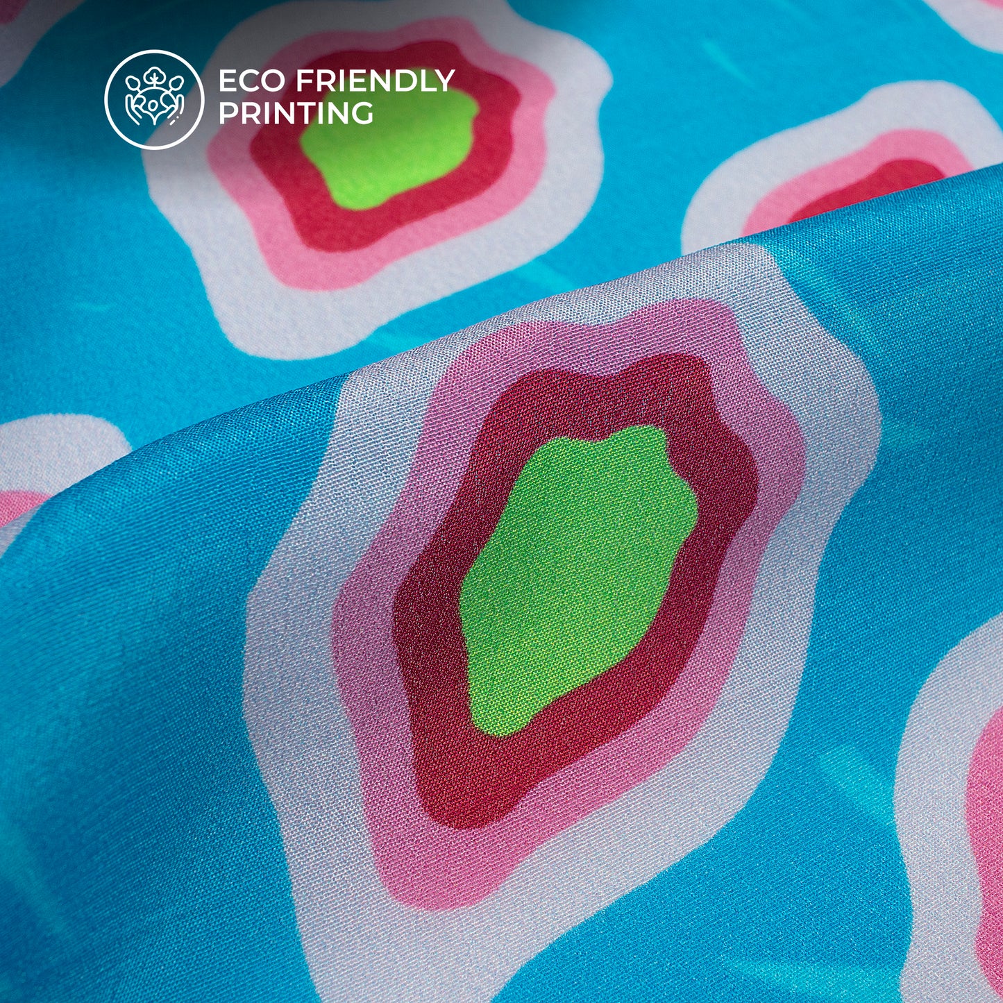 Bright Bule Abstract,Floral Digital Print Viscose Natural Crepe Fabric