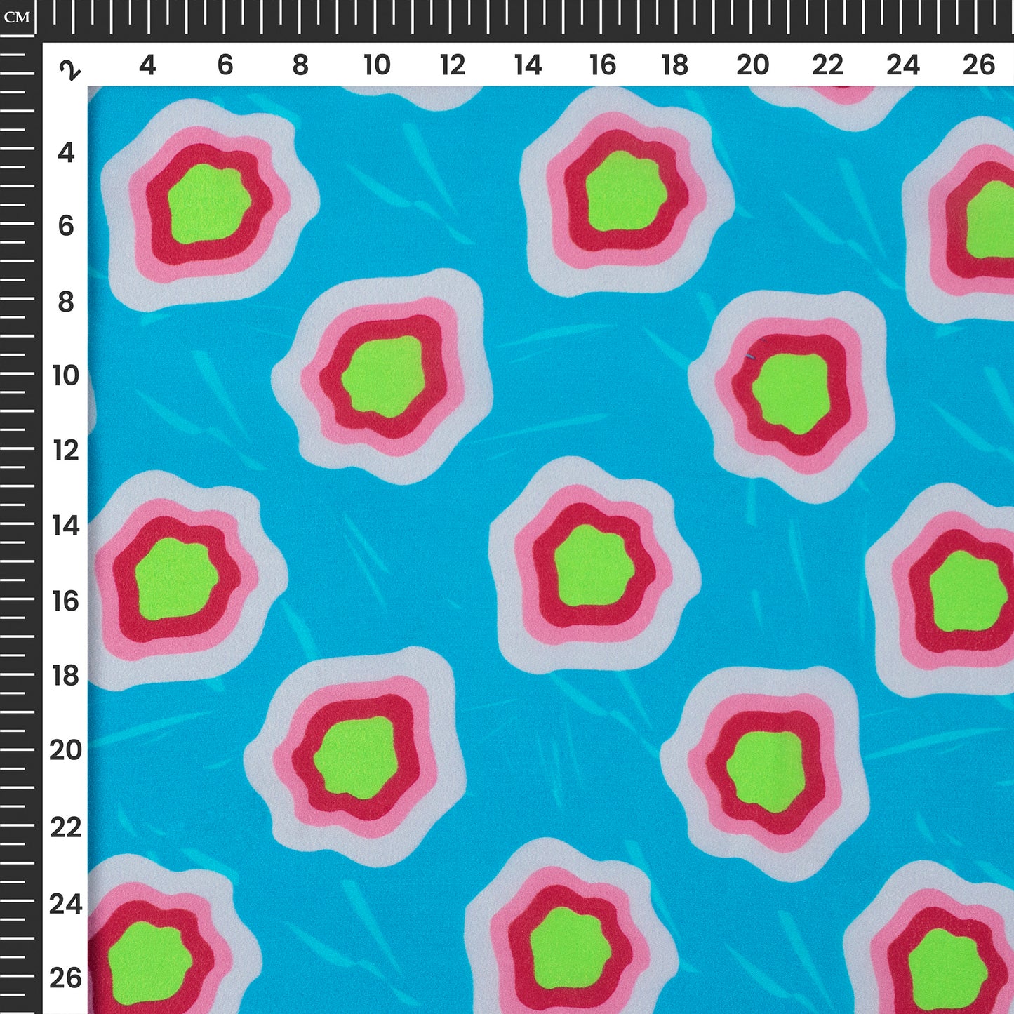 Bright Bule Abstract,Floral Digital Print Viscose Natural Crepe Fabric