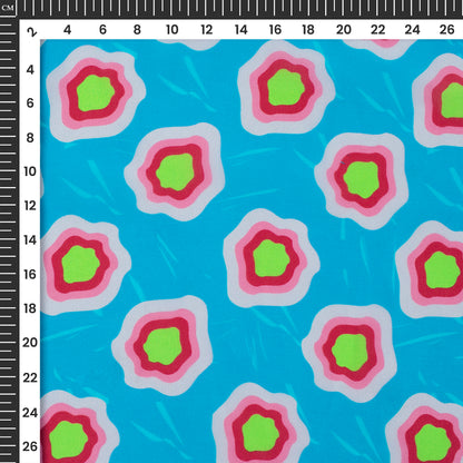 Bright Bule Abstract,Floral Digital Print Viscose Natural Crepe Fabric