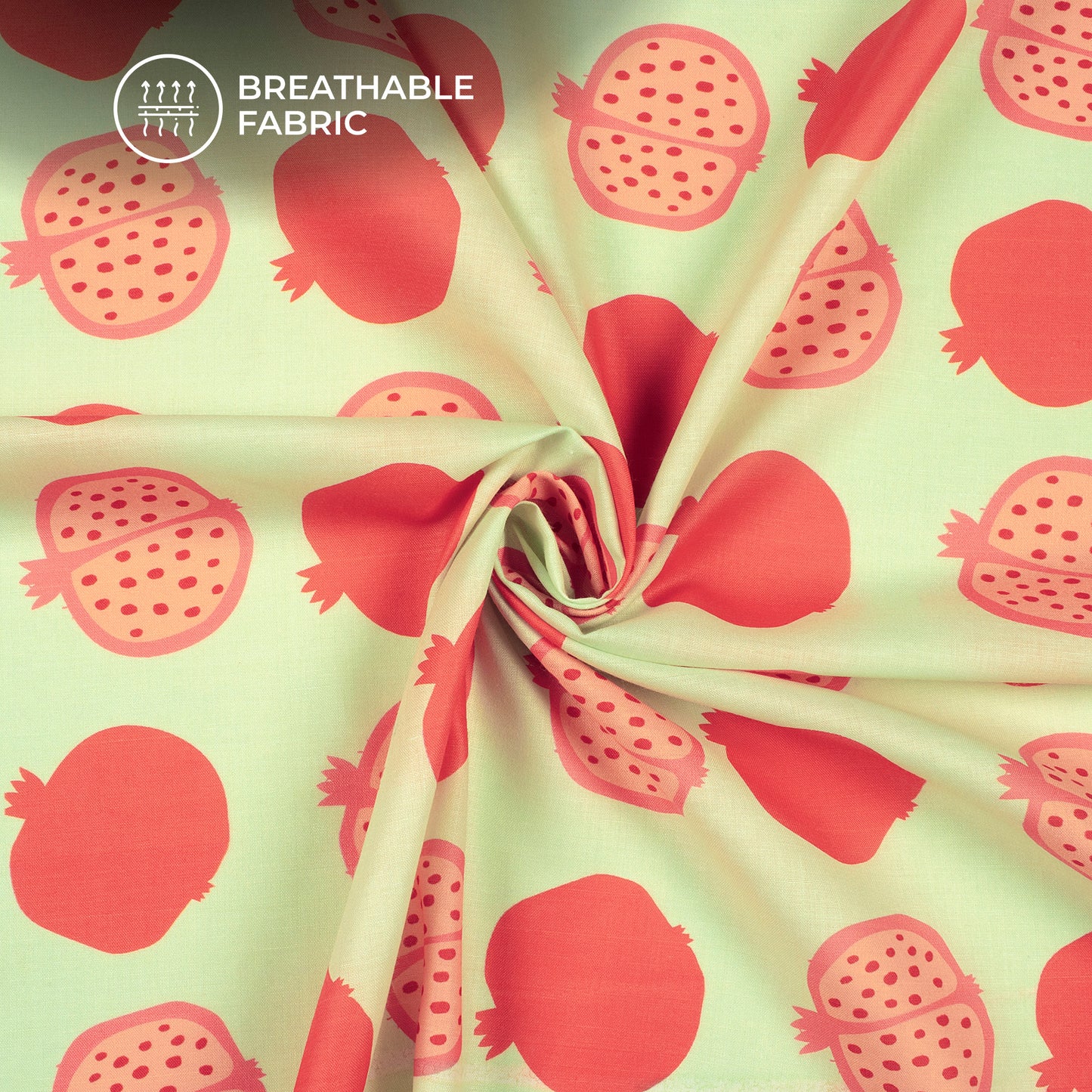 Mint Green ,Quirky Digital Print Poly Cambric Fabric