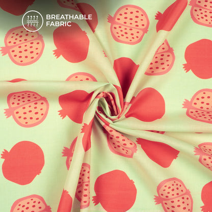 Mint Green ,Quirky Digital Print Poly Cambric Fabric