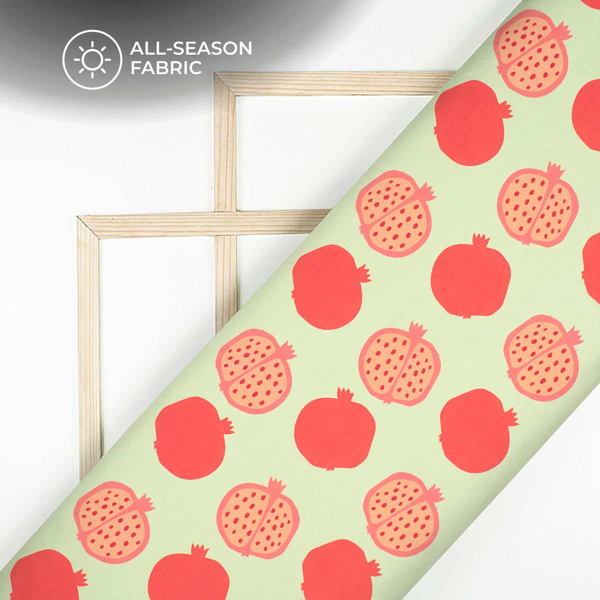 Mint Green ,Quirky Digital Print Poly Cambric Fabric