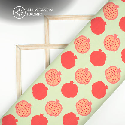 Mint Green ,Quirky Digital Print Poly Cambric Fabric
