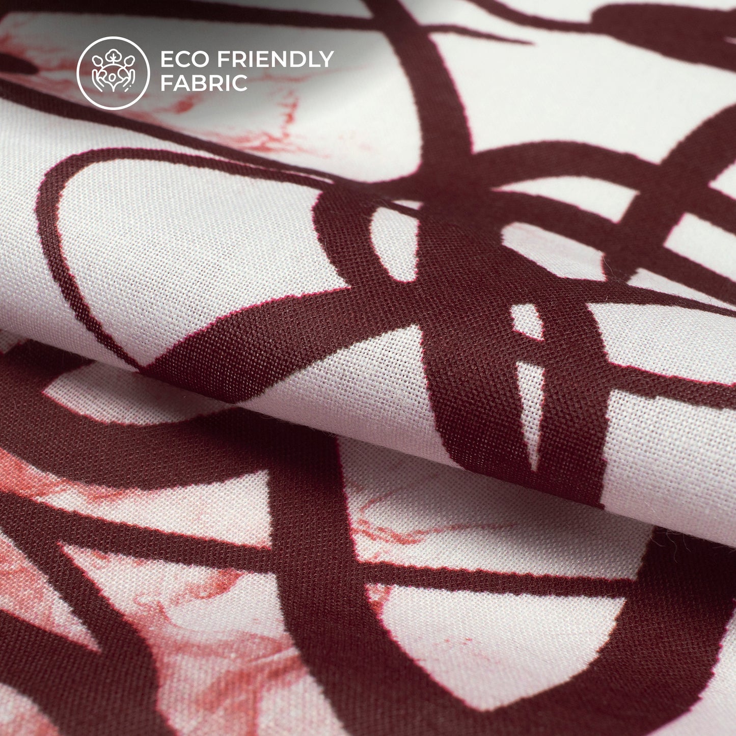 Dark Brown Abstract Digital Print Poly Cambric Fabric