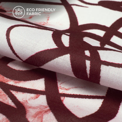 Dark Brown Abstract Digital Print Poly Cambric Fabric