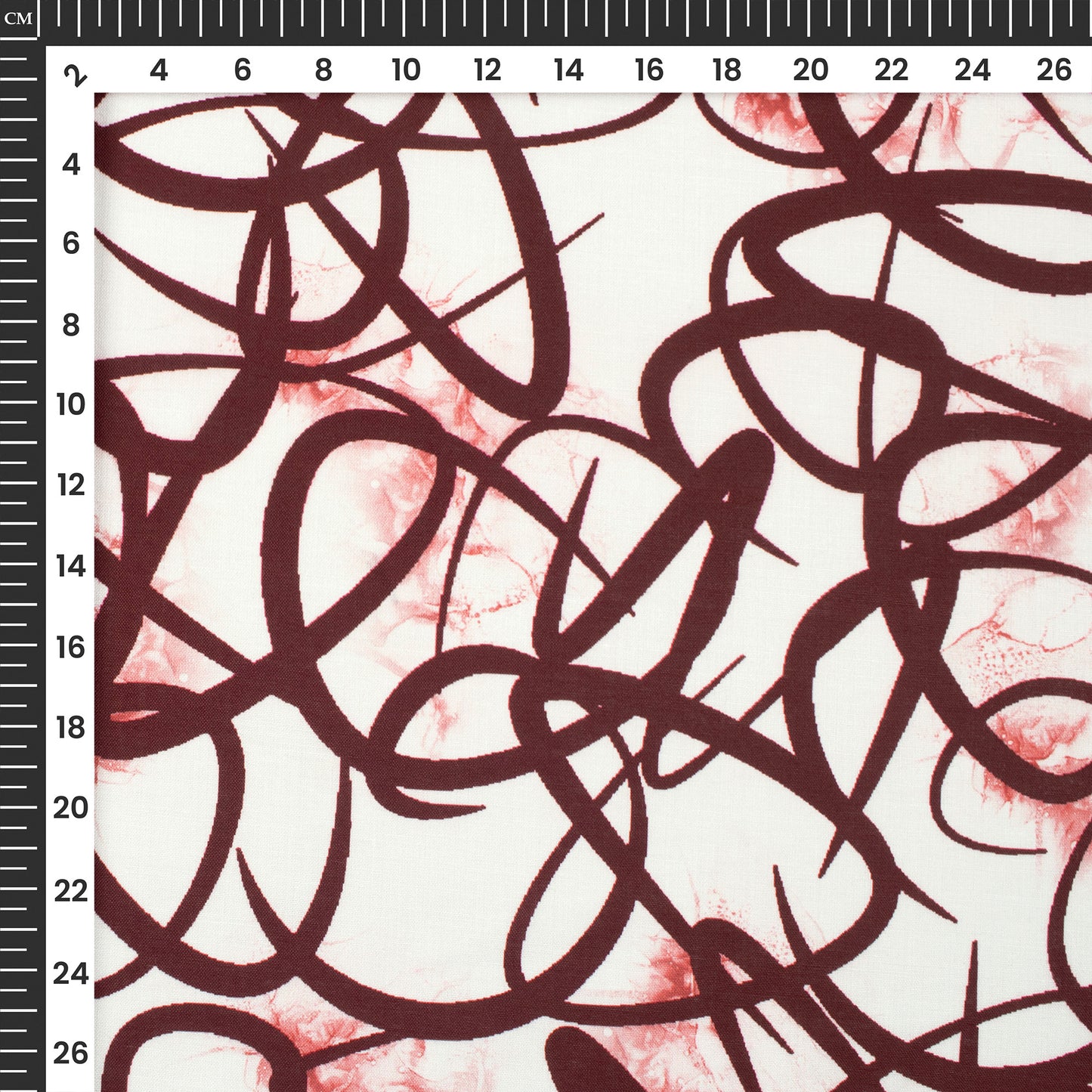 Dark Brown Abstract Digital Print Poly Cambric Fabric