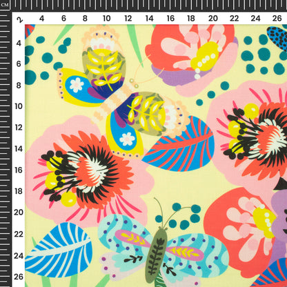 Multi-Color Floral Digital Print Poly Cambric Fabric