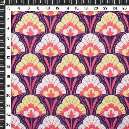 Navy Bule Floral Digital Print Poly Cambric Fabric