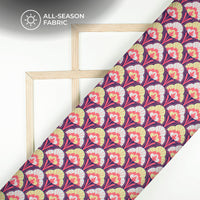 Navy Bule Floral Digital Print Poly Cambric Fabric
