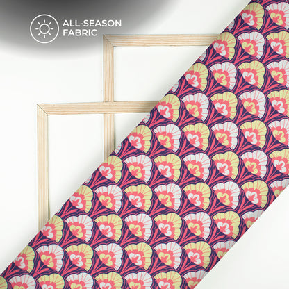 Navy Bule Floral Digital Print Poly Cambric Fabric