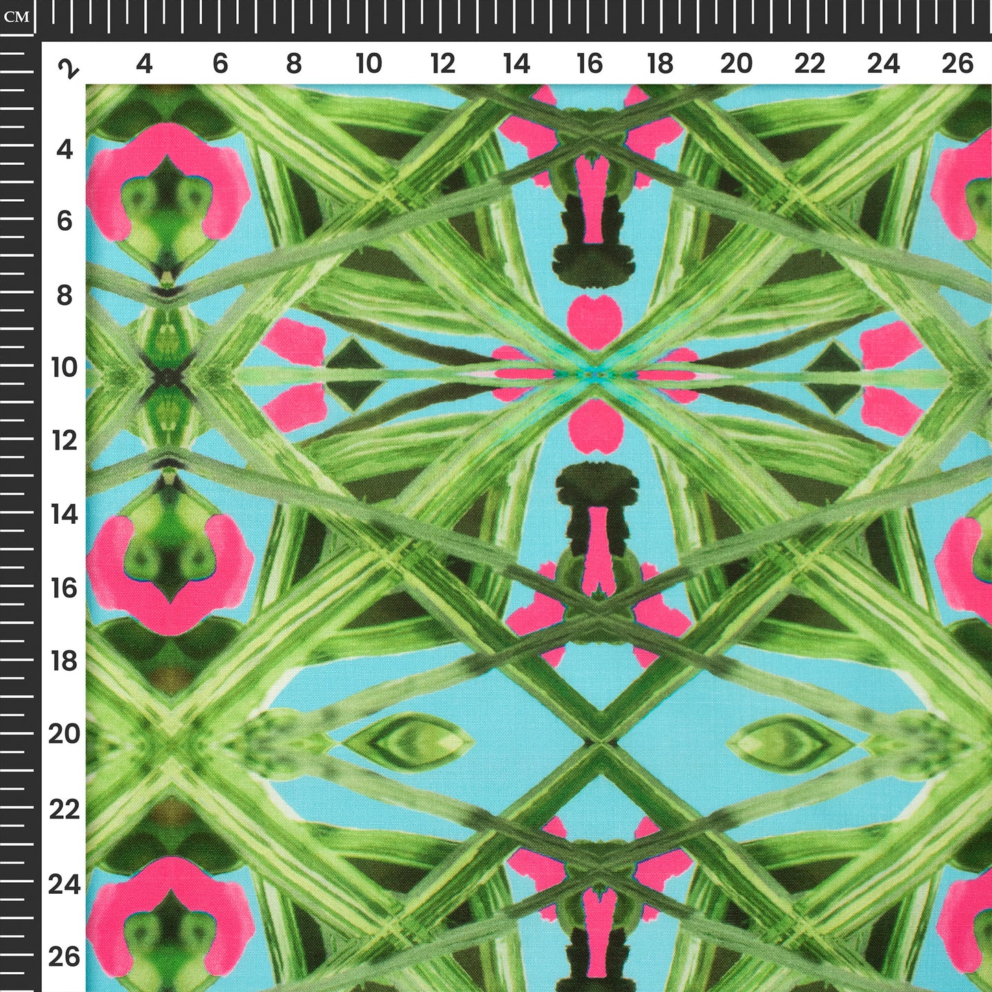 Mint Green Geometrical,Floral Digital Print Poly Cambric Fabric