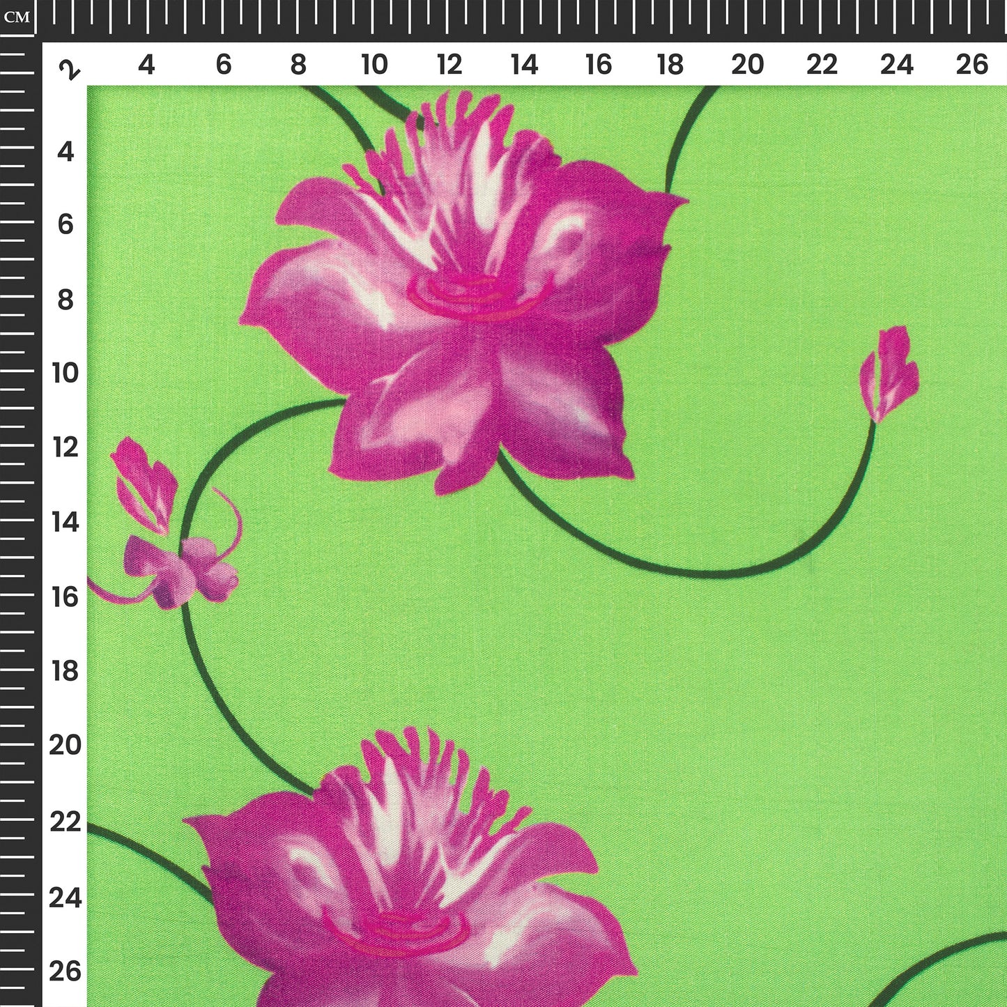 Mint Green Floral Digital Print Bemberg Raw Silk Fabric