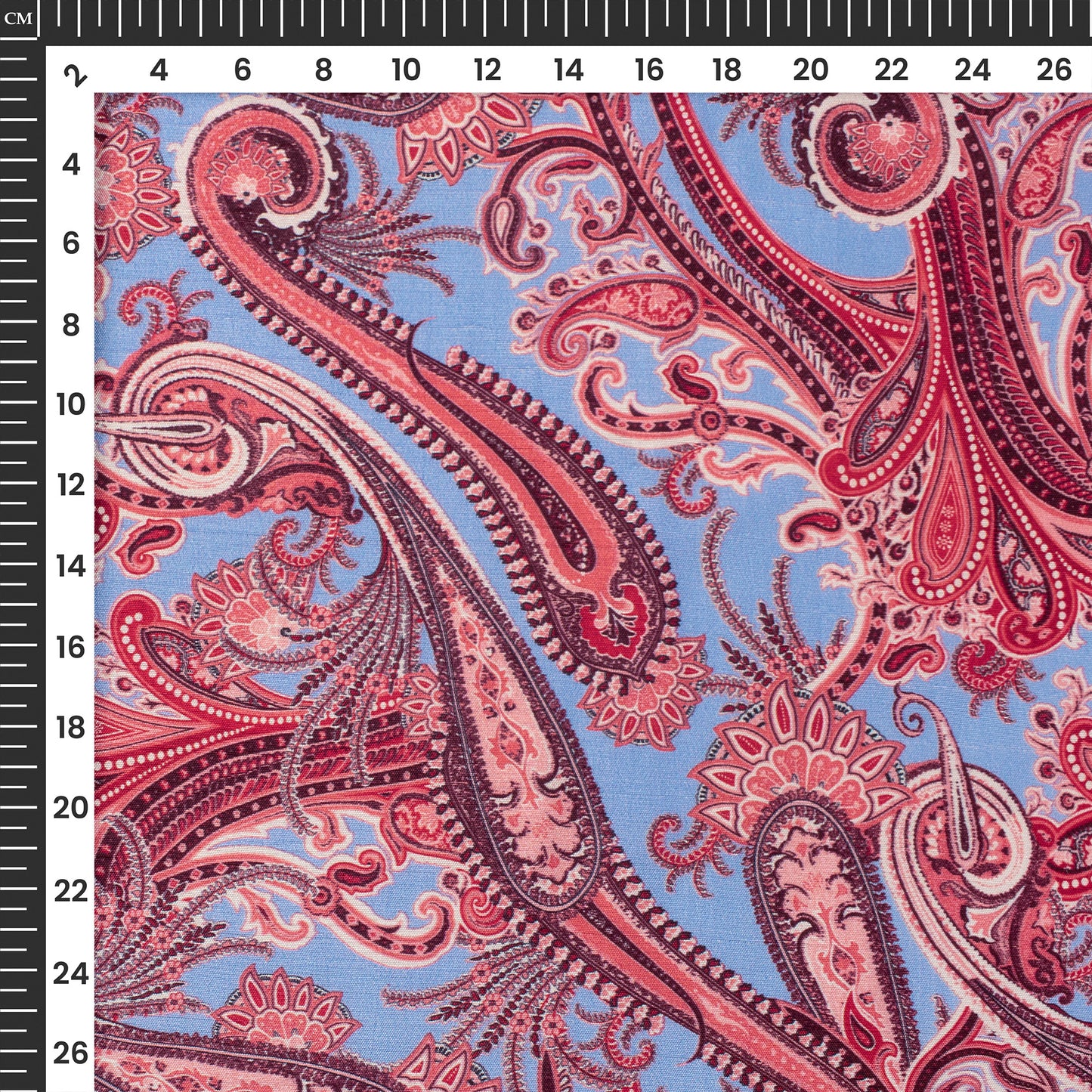 Rose Pink Paisley Digital Print Bemberg Raw Silk Fabric