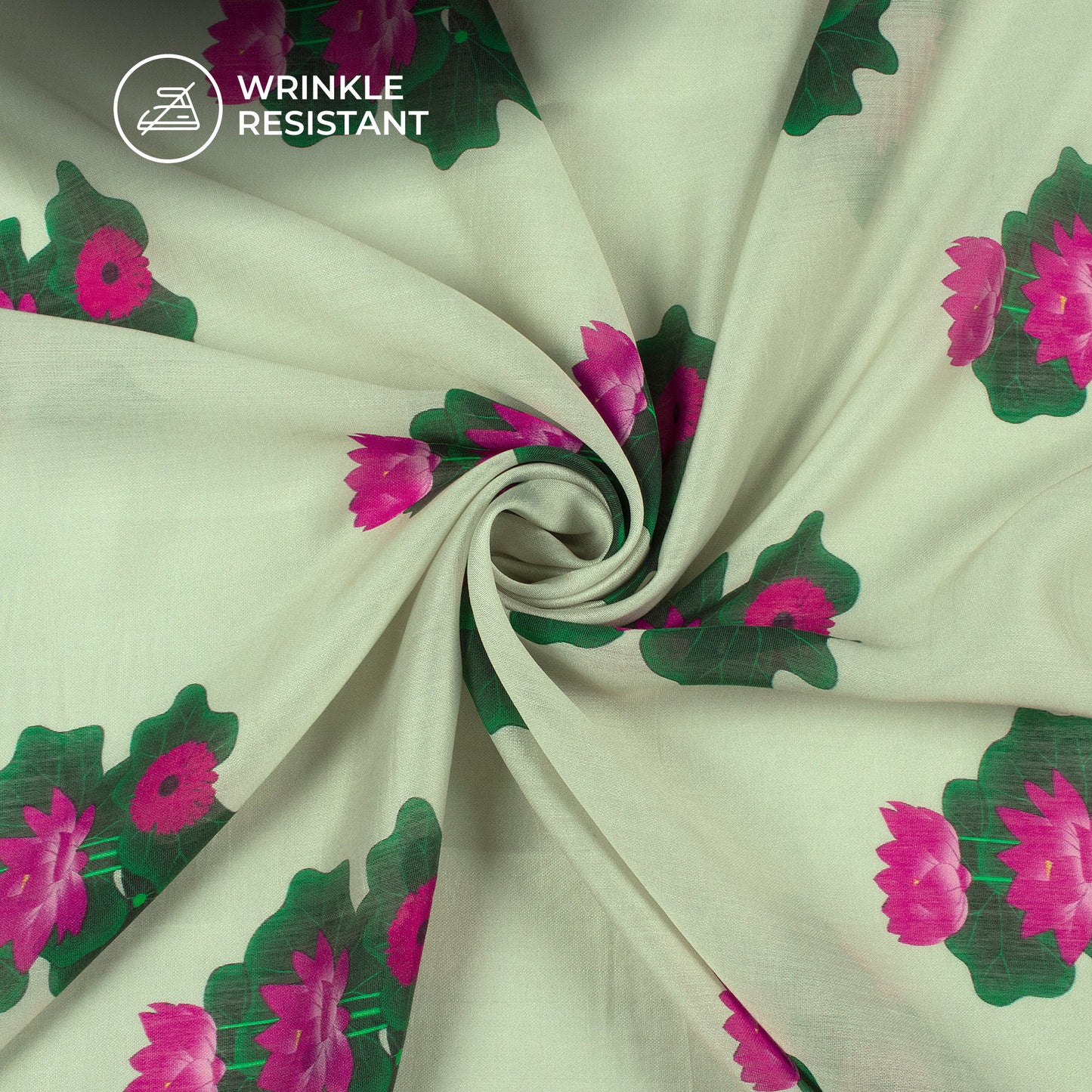 Cream Floral Digital Print Viscose Chanderi Fabric