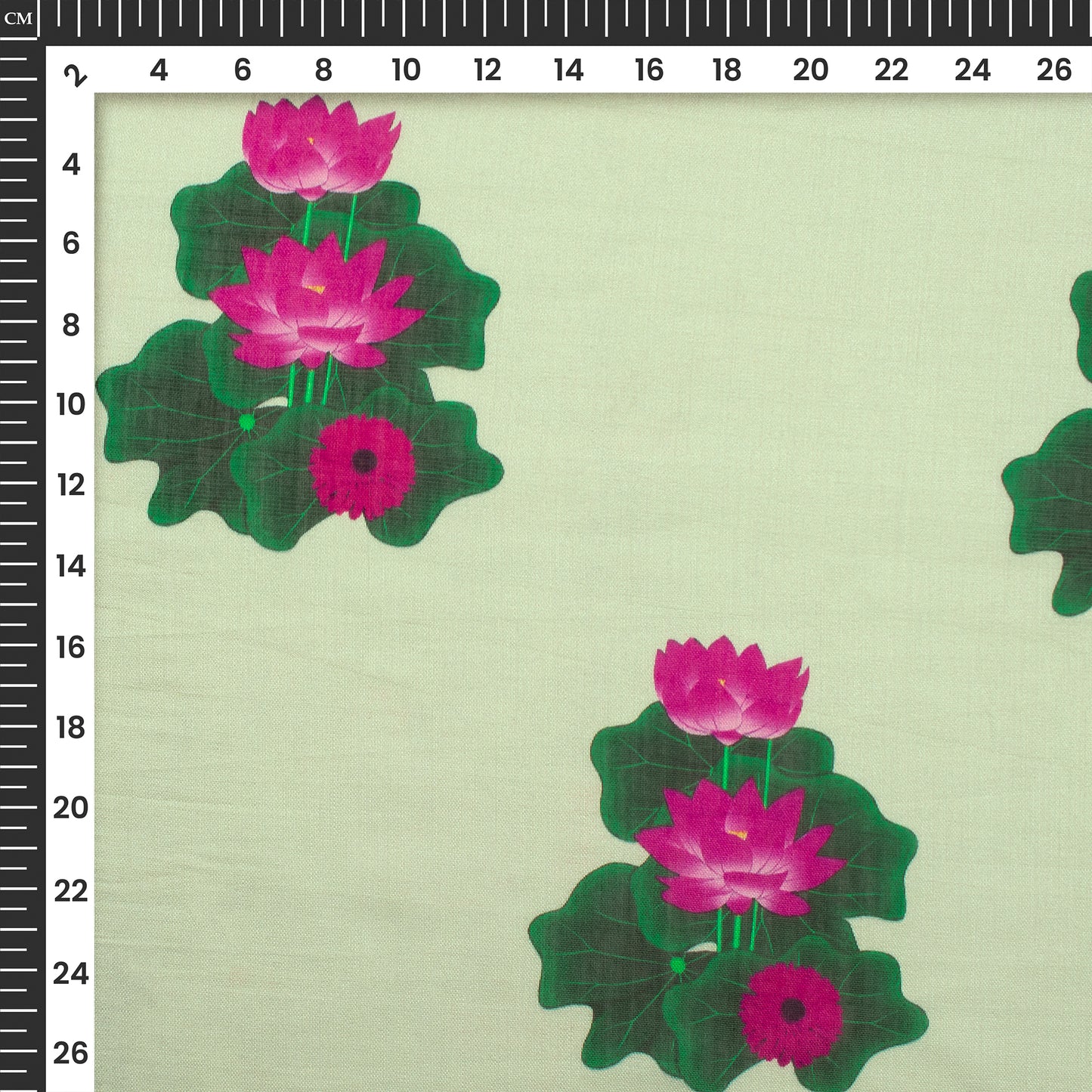 Cream Floral Digital Print Viscose Chanderi Fabric