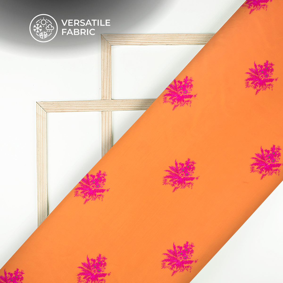 Tiger Orange Floral Digital Print Viscose Muslin Fabric