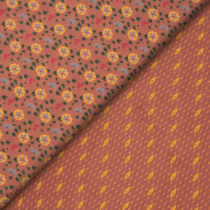 Chestnut Red Geometrical,Chevron Digital Print Viscose Muslin Fabric