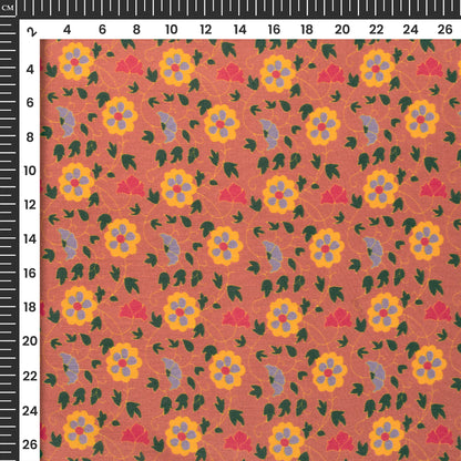 Chestunt Red Floral Digital Print Viscose Muslin Fabric