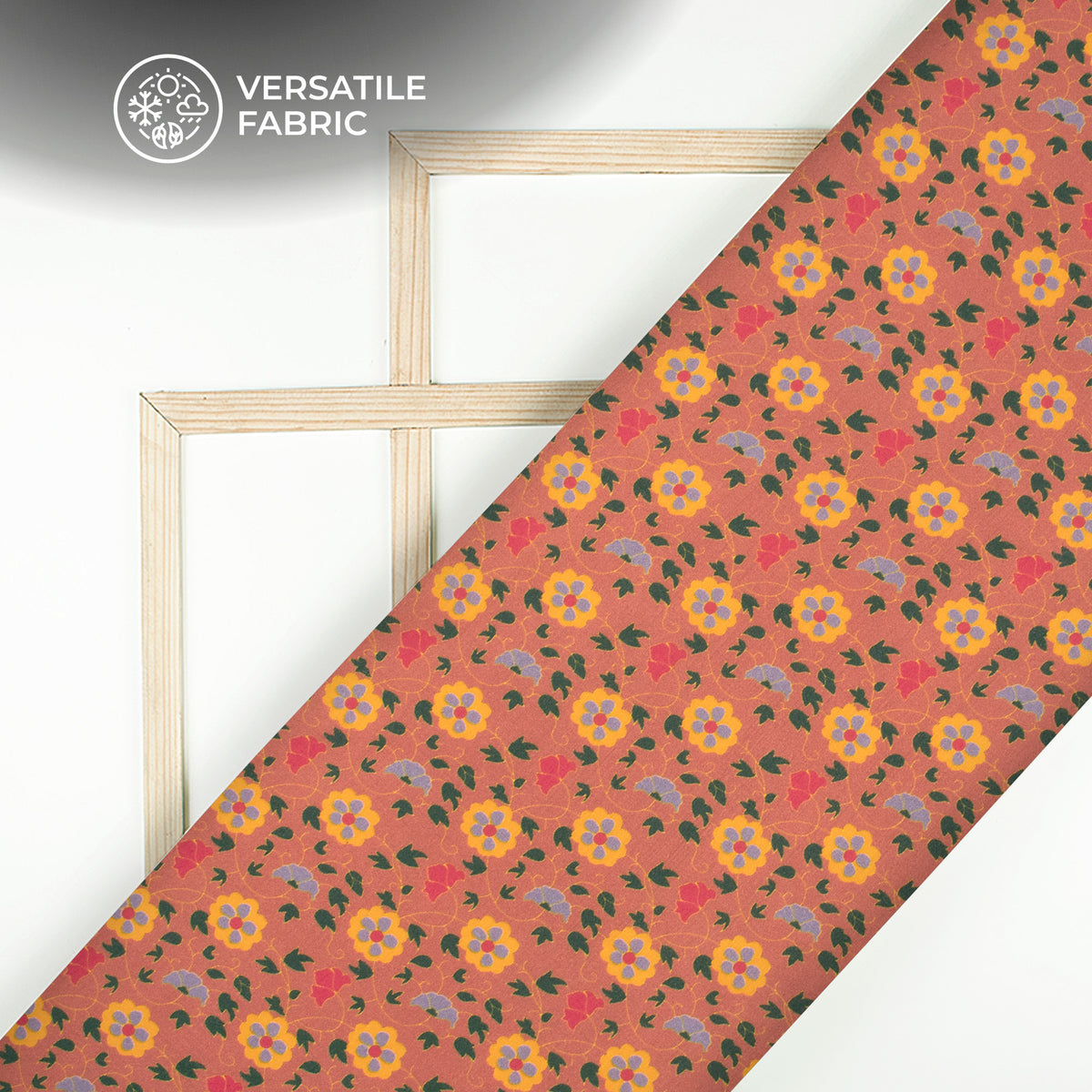 Chestunt Red Floral Digital Print Viscose Muslin Fabric