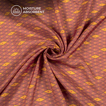 Chestnut Red Geometrical,Chevron Digital Print Viscose Muslin Fabric