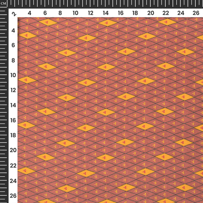 Chestnut Red Geometrical,Chevron Digital Print Viscose Muslin Fabric