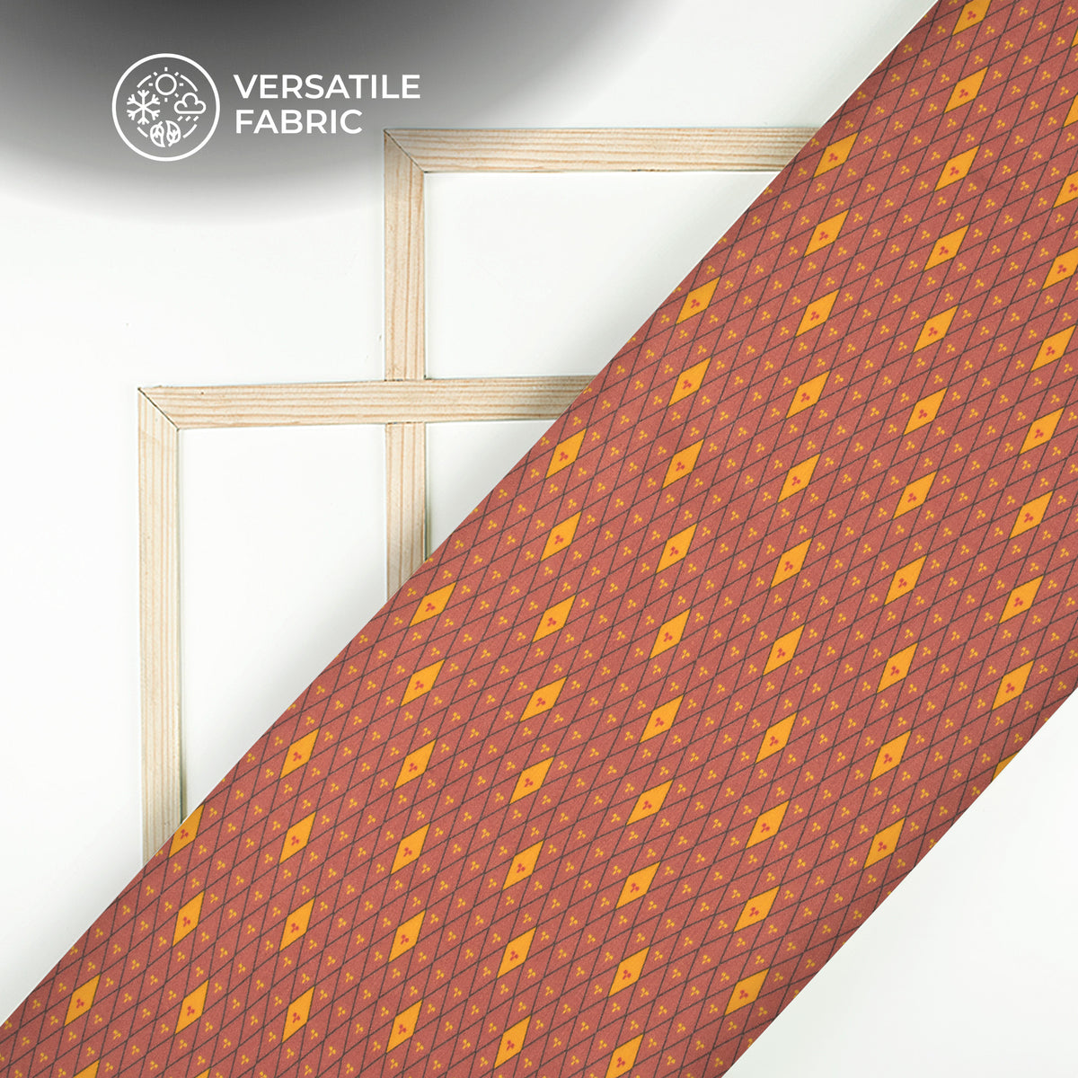 Chestnut Red Geometrical,Chevron Digital Print Viscose Muslin Fabric
