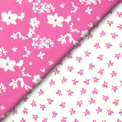 Fuscia Pink Floral Digital Print Viscose Muslin Fabric
