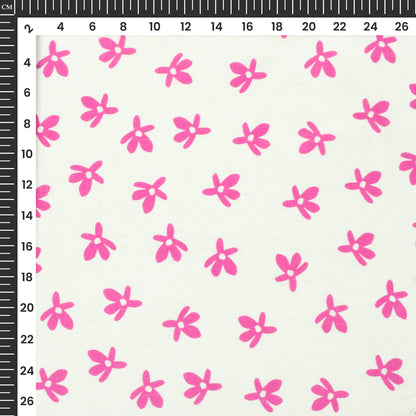 White Floral Digital Print Viscose Muslin Fabric