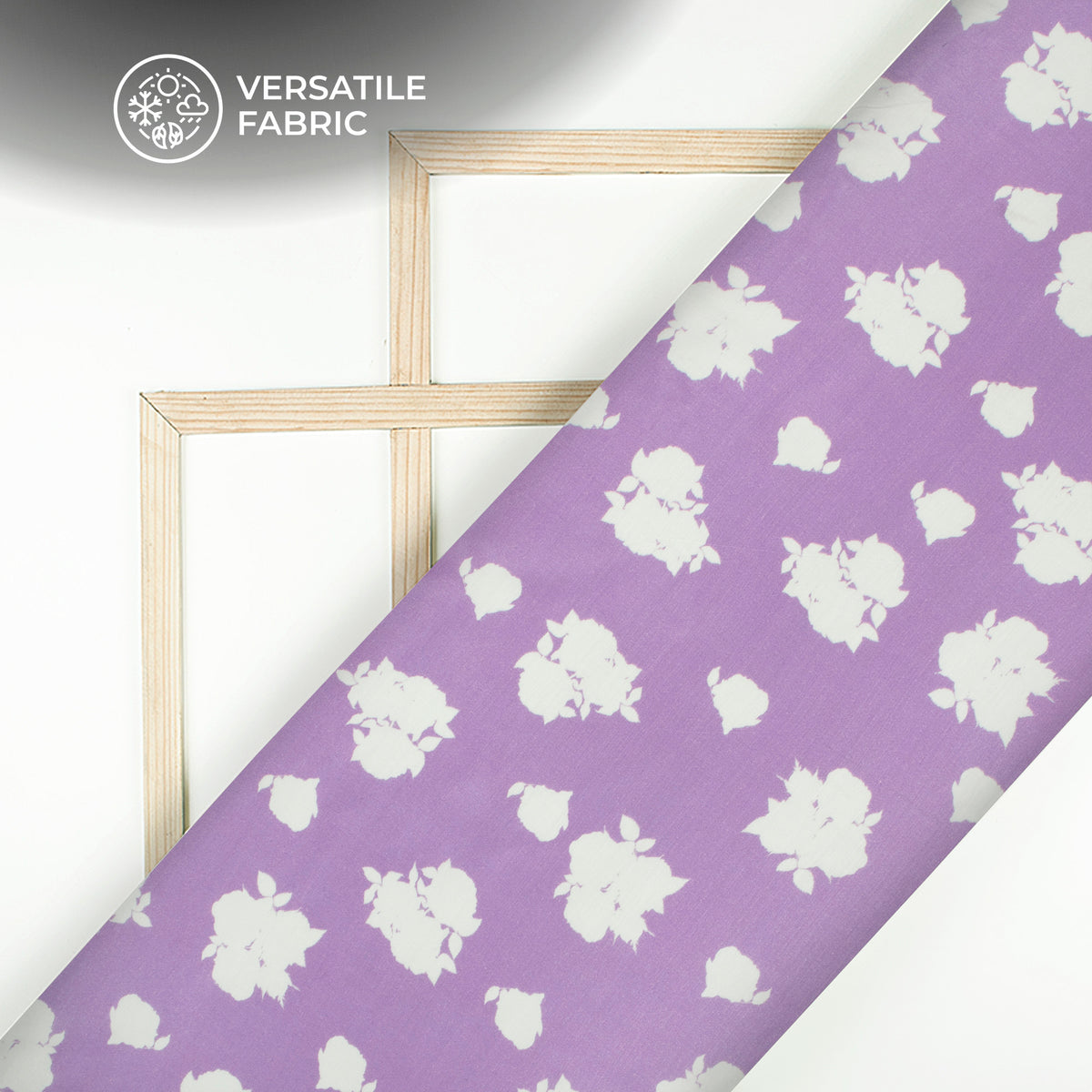 Lavender Purple Floral Digital Print Viscose Muslin Fabric