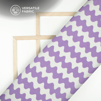 Lavender Purple Chevron Digital Print Viscose Muslin Fabric