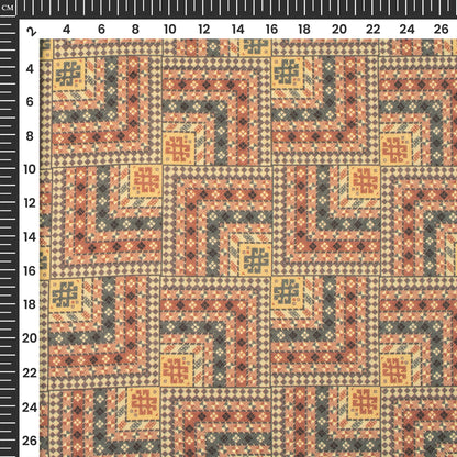 Peach Pink Traditional Digital Print Elegant Blend Pashmina Fabric