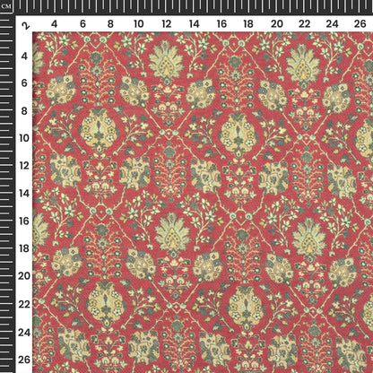 Cimson Red Floral Digital Print Elegant Blend Pashmina Fabric