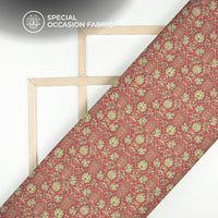 Cimson Red Floral Digital Print Elegant Blend Pashmina Fabric