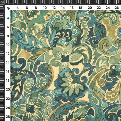 Navy Blue Floral Digital Print Elegant Blend Pashmina Fabric