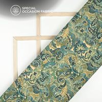 Navy Blue Floral Digital Print Elegant Blend Pashmina Fabric