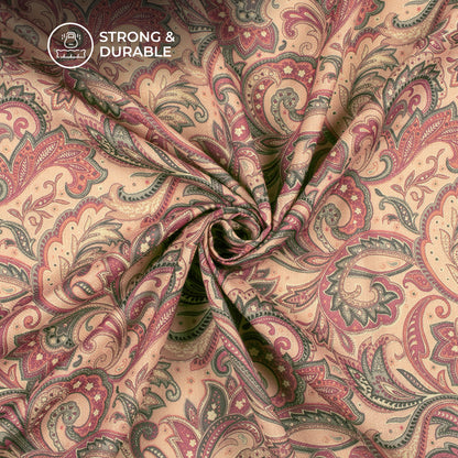 Flamingo Pink Floral Digital Print Elegant Blend Pashmina Fabric