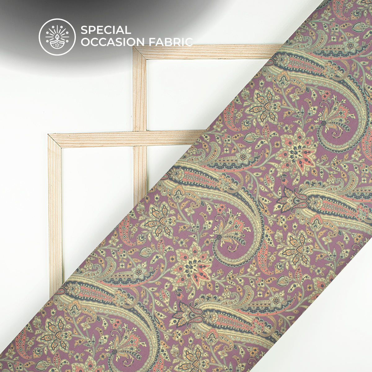 Lilac Purple Paisley Digital Print Elegant Blend Pashmina Fabric
