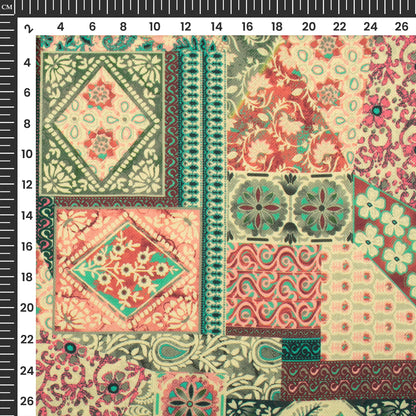 Fuscia Pink Traditional Digital Print Elegant Blend Pashmina Fabric