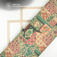 Fuscia Pink Traditional Digital Print Elegant Blend Pashmina Fabric