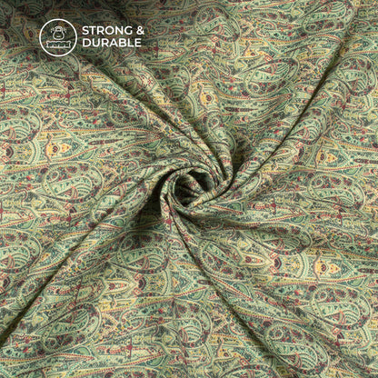 Sage Green Paisley Digital Print Elegant Blend Pashmina Fabric