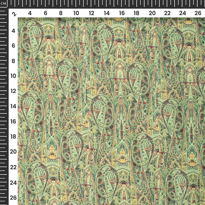 Sage Green Paisley Digital Print Elegant Blend Pashmina Fabric