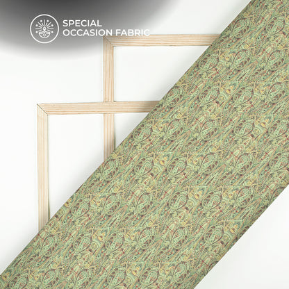 Sage Green Paisley Digital Print Elegant Blend Pashmina Fabric