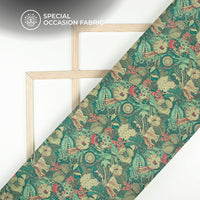 Pink Green Floral Digital Print Elegant Blend Pashmina Fabric