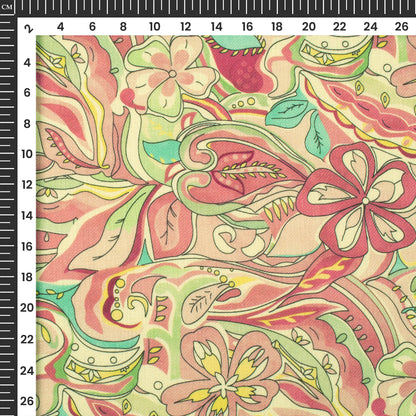 Rose Pink Floral Digital Print Elegant Blend Pashmina Fabric